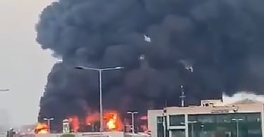 Firefighters battling huge public market fire in Ajman, UAE