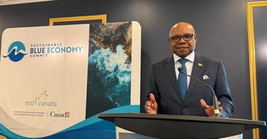 牙买加旅游部长在 2024 年可持续蓝色经济峰会上发表讲话