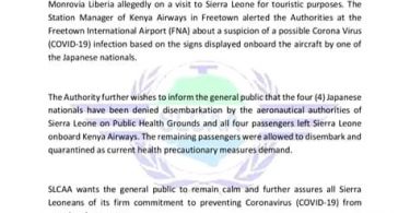 Sierra Leone deports 4 Japanese tourists for Coronavirus