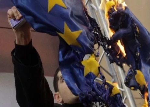 It is illegal to deface the flags of the EU and NATO in Georgia now
